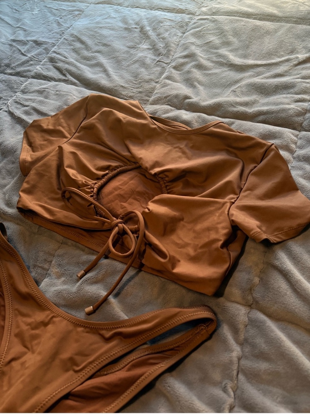 SKIMS Brown Three-Piece Bikini Set - Picture 7 of 9